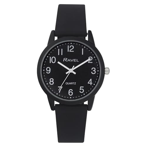 Ravel - Silikon-Unisex-Armbanduhr Sommer in Schwarz (37mm Uhrengehäuse) - Analog Quarz - R1814.33 - Schwarz von Ravel