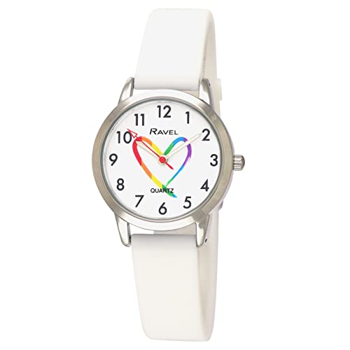 Ravel - Unisex-Silikon-Regenbogen-Armbanduhr (30mm Uhrengehäuse) - Analog Quarz - R1812.4S - Weiß/Regenbogen Zifferblatt von Ravel