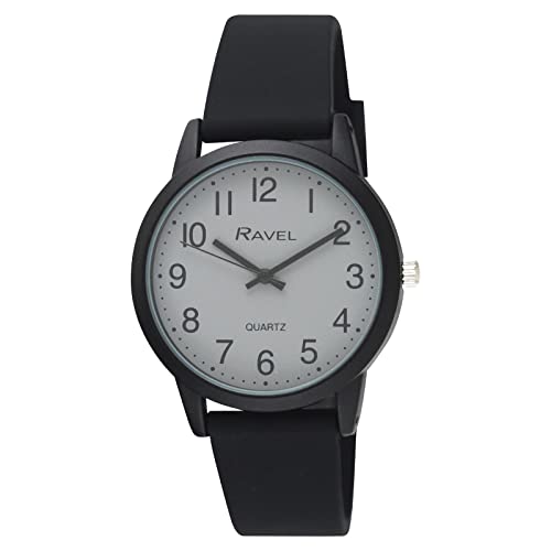 Ravel - Unisex Silikonuhr mit schwarzem Gehäuse - Analog Quarz - R1814.3 - Schwarz/Grau Zifferblatt von Ravel