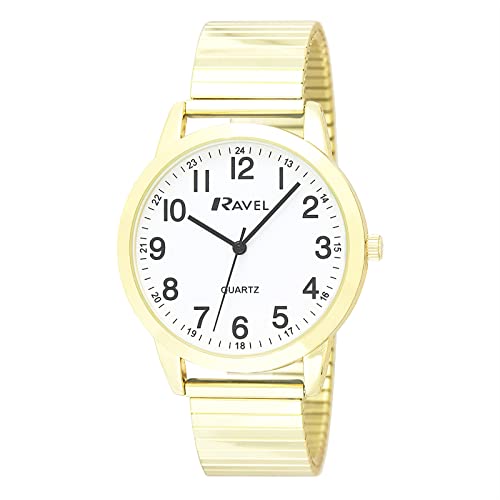 Ravel − Unisex Quarzuhr für jeden Tag mit Gepunkteter Minutenanzeige und Edelstahlarmban - Analoges Quarzwerk - R0232.22.1 - Goldfarben von Ravel