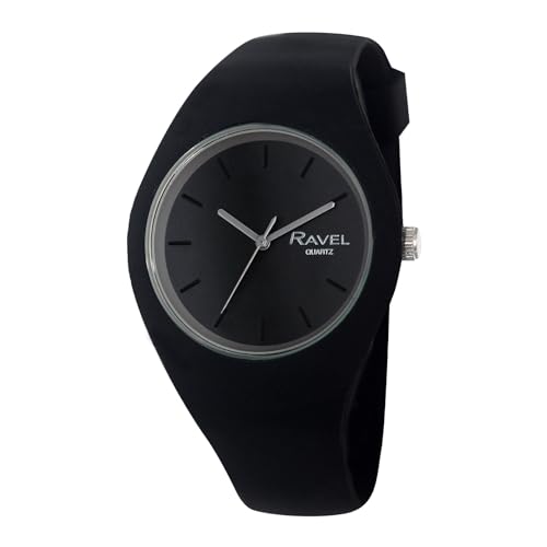Ravel - Unisex Slim Comfort Fit Contrast-Uhr mit Silikonarmband - Analog Quarz - R1804.31 - Schwarz/Grau von Ravel