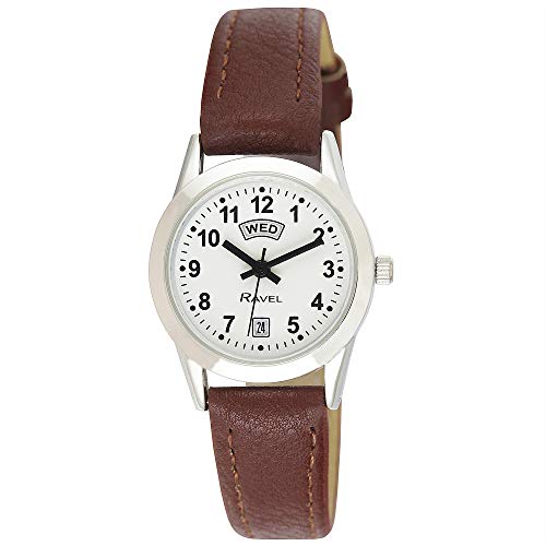 Ravel - Unisex-Uhr mit Tages- und Datumskalender - Analoges Quarzwerk - R0706.41.1 - Braun/Silberton von Ravel