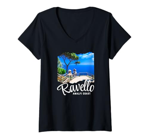 Damen Ravello Italien Souvenir/Ravello T-Shirt mit V-Ausschnitt Damen Ravello Italien Souvenir/Ravello T-Shirt mit V-Ausschnitt von Ravello Souvenir Store