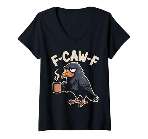 Damen Raven Crow F-Craw-F Halloween-Vogel Fcawf Gothic Gruselig T-Shirt mit V-Ausschnitt Damen Raven Crow F-Craw-F Halloween-Vogel Fcawf Gothic Gruselig T-Shirt mit V-Ausschnitt von Raven Crow Ravens Bird