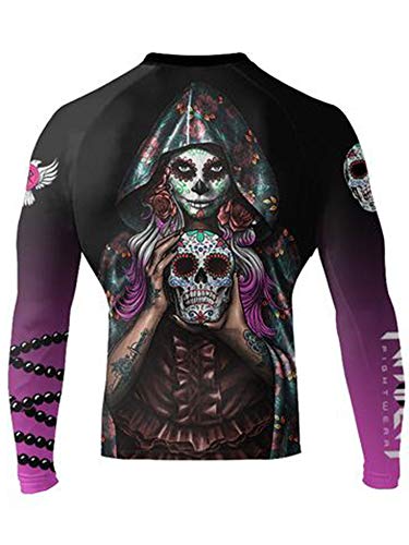 Raven Fightwear Herren La Calavera Catrina Rashguard MMA BJJ Schwarz - Schwarz - Small von Raven Fightwear