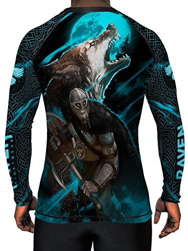 Raven Fightwear Herren Ulfhedinn 2.0 Wolf BJJ Rash Guard MMA Schwarz, schwarz, Large von Raven Fightwear