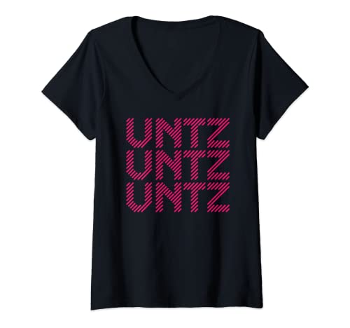 Damen Untz Untz Rave Techno T-Shirt mit V-Ausschnitt von Raven Techno House Music
