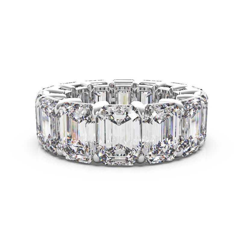 14 Karat Smaragd Labor Gewachsene Diamant Eternity Band, Je 1 Diamant, Jubiläumsringe, Benutzerdefinierte Ringe, Raven Fine Jewellers von RavenFineJewelers