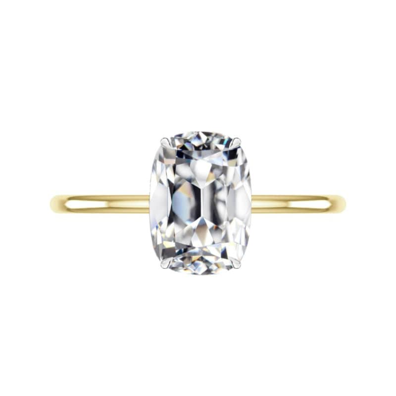 2.40 Karat Länglicher Antiker Kissen Alter Minenschliff Labor Gewachsener Diamant Solitär Verlobungsring 14K Gelbgold, Handgefertigt Von Raven von RavenFineJewelers