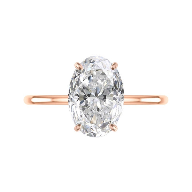 Gia Zertifiziertes 2 Karat Oval Natürlicher Diamant & Versteckter Halo Solitär Verlobungsring 14K Roségold, D Farbe Diamant, Raven Fine Jewelers von RavenFineJewelers