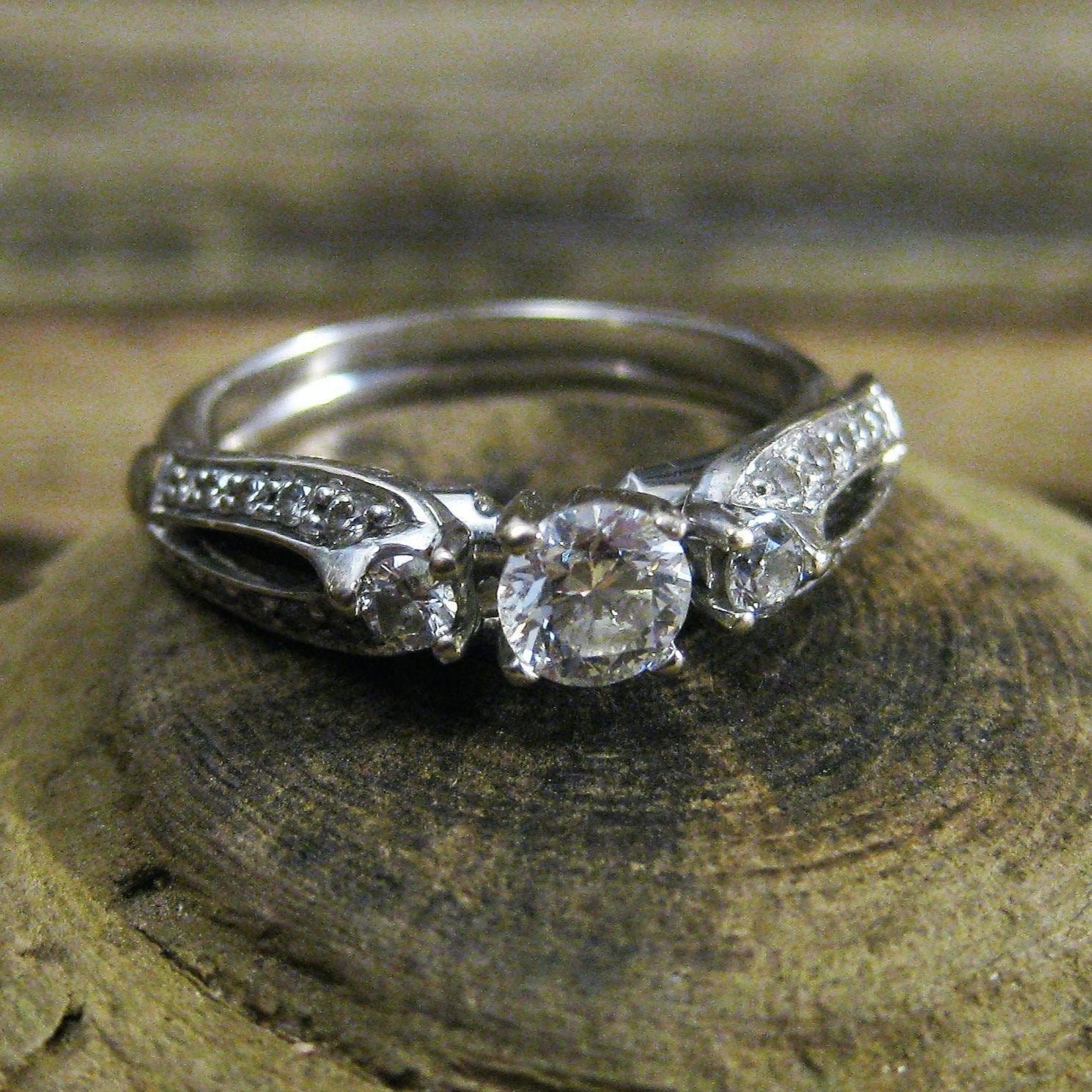 14Kt .40Ct Diamant Solitär Engagement Ring, Weißgold, Zertifiziert. Große 6 1/2 Set. Nesting .20Cttw Wrap Ehering Enthalten Bonus von RavenHillArt