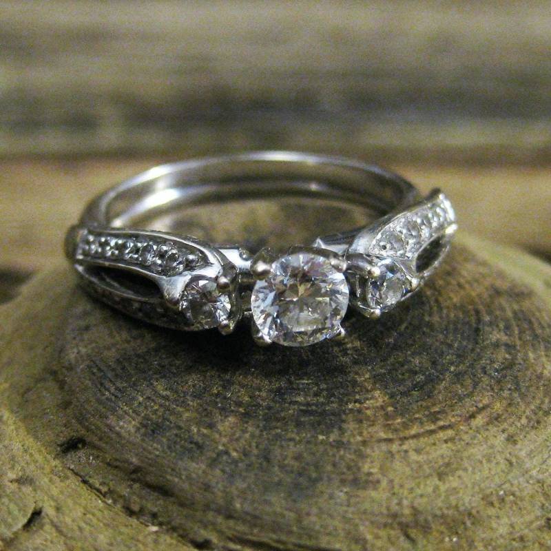 14Kt .40Ct Diamant Solitär Engagement Ring, Weißgold, Zertifiziert. Große 6 1/2 Set. Nesting .20Cttw Wrap Ehering Enthalten Bonus von RavenHillArt