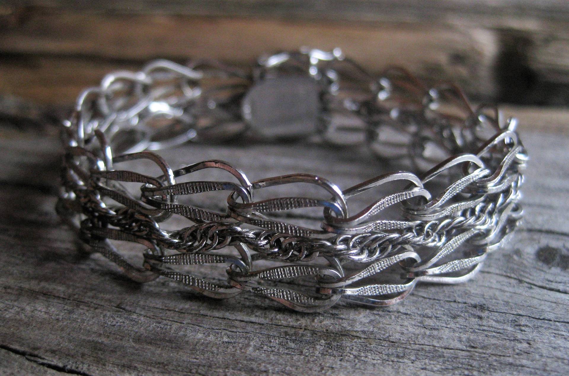 7, 5" Designer Link Sterling Armband, Einzigartiges Design. 5/8 Zoll Breit, Kräftig Und Leicht. Erkennbare Vintage Qualität, Tragbare Kunst von RavenHillArt