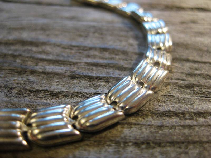 Ca. 1950 Sterling Bracelet Mitte Des Jahrhunderts Moderne, Industrielle Weltraumzeit Vibe, 7, 25 Zoll. Richtungsbewegung von RavenHillArt