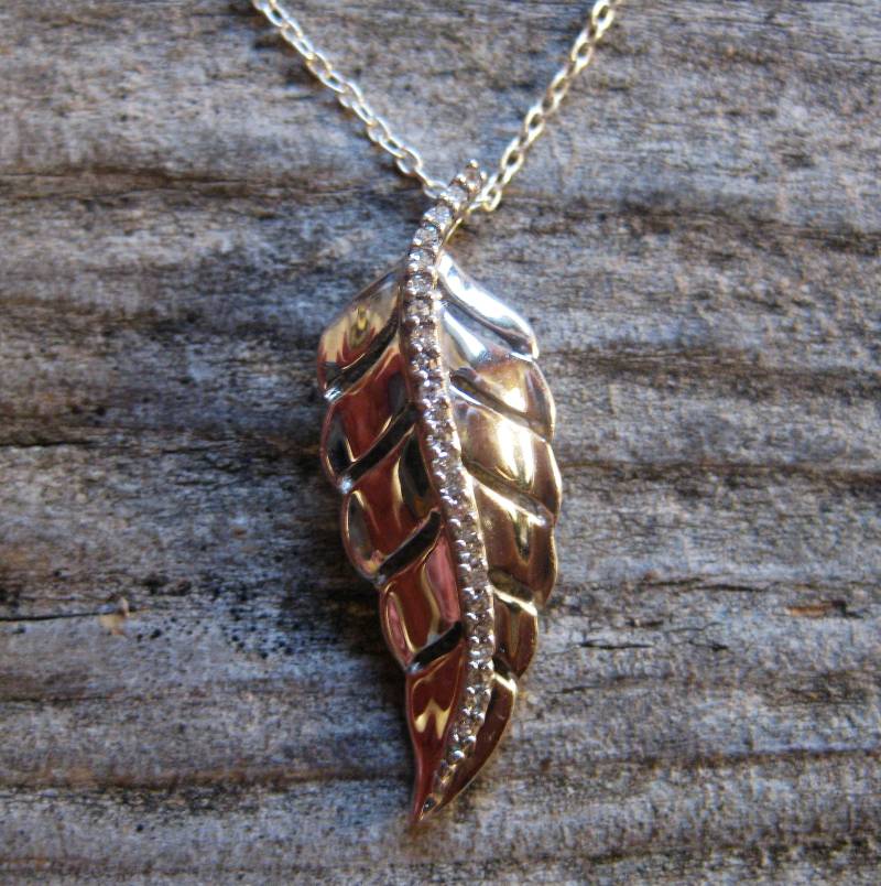 Mid Century Diamant Blatt Anhänger Halskette, Sterling Silber. 18 Zoll Feine Kettenanhänger... Sehr Retro Chic Und Funkelnd von RavenHillArt