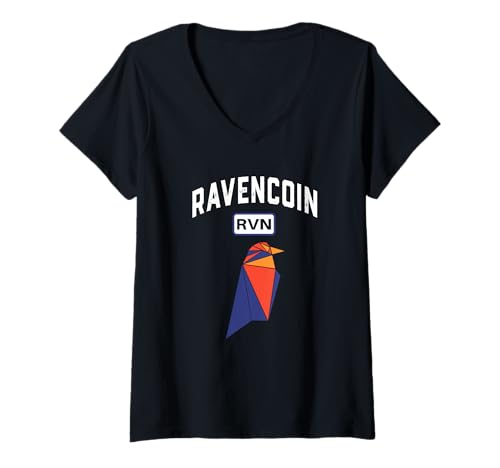 Damen Ravencoin Logo Kryptowährung PoW Mining Raven Coin Mine RVN T-Shirt mit V-Ausschnitt Damen Ravencoin Logo Kryptowährung PoW Mining Raven Coin Mine RVN T-Shirt mit V-Ausschnitt von Ravencoin Assets