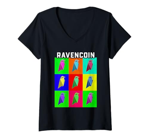 Damen Vintage-Retro-Farbbox mit wiederholtem Ravencoin-Preislogo RVN T-Shirt mit V-Ausschnitt Damen Vintage-Retro-Farbbox mit wiederholtem Ravencoin-Preislogo RVN T-Shirt mit V-Ausschnitt von Ravencoin Assets