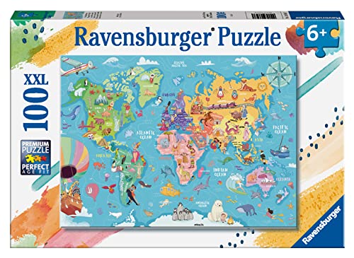 Ravensburger 13343 Dinosaurs Weltkarte Puzzle 100 Teile für Kinder ab 6 Jahren von Ravensburger
