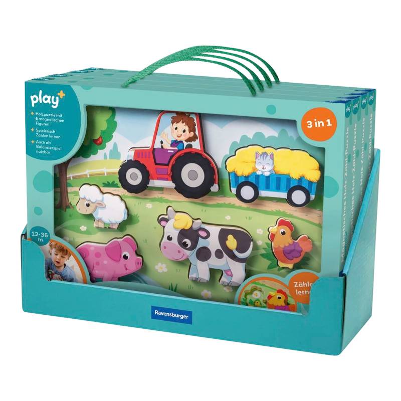 Ravensburger Play+ Magnetisches Holz-Zähl-Puzzle: Bauernhof von Ravensburger