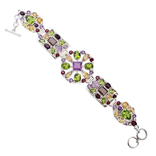 Peridot FSJ-5649 Armband, Amethyst, Citrin, Granat, Rauchquarz, Edelstein, massives 925er Sterlingsilber, wunderschöner handgefertigter Schmuck, Geburtstagsgeschenk, Stein, Peridot, Amethyst, Citrin, von Ravishing Impressions Jewellery