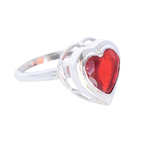 Ravishing Impressions Damen-Ring, roter Quarz, Herzform, 925er-Sterlingsilber, Solitärring, Verlobungsring, Valentinstag, handgefertigt, Stein:, Roter Quarz von Ravishing Impressions Jewellery