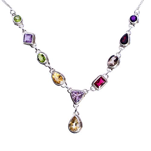 Ravishing Impressions Jewellery Citrin, Amethyst, Peridot, Granat, rauchiger und roter Quarz-Edelstein, 925er Sterlingsilber, wunderschöner handgefertigter Schmuck, für Mädchen FSJ-5528, Stein, von Ravishing Impressions Jewellery