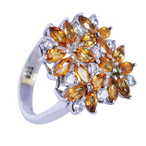 Ravishing Impressions Jewellery Ring aus natürlichem Citrin-Edelstein, massives 925er-Sterlingsilber, luxuriöser, großer Cluster-Ring für Damen, handgefertigter Schmuck, Geschenk für Sie Ravishing Impressions Jewellery Ring aus natürlichem Citrin-Edelstein, massives 925er-Sterlingsilber, luxuriöser, großer Cluster-Ring für Damen, handgefertigter Schmuck, Geschenk für Sie von Ravishing Impressions Jewellery