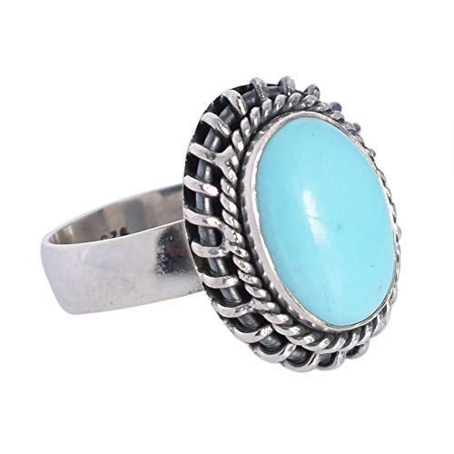 Ravishing Impressions Jewellery Verlobungsring für Damen, 925er Sterlingsilber, oval, Arizona-Türkis, klassischer Statement-Verlobungsring für Damen, Größe 54, Stein: Metall, Arizona-Türkis von Ravishing Impressions Jewellery