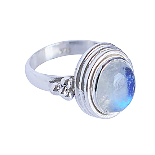 Ring aus massivem 925er-Sterlingsilber, Regenbogen-Mondstein, wunderschöner handgefertigter Schmuck, Geschenk für Sie FSJ-5925, Stein:, Mondstein von Ravishing Impressions Jewellery