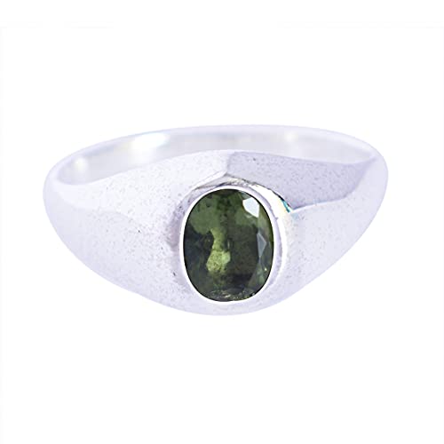 Ring aus massivem 925er Sterlingsilber mit Moldavit-Edelstein, schöner handgefertigter Schmuck, Geburtstagsgeschenk FSJ-5736, Stein:, Moldavit von Ravishing Impressions Jewellery