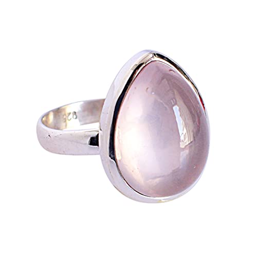 Ring aus massivem 925er Sterlingsilber mit natürlichem Rosenquarz, erstaunlicher Designer-Schmuck, für Damen, FSJ-5846, Stein:, Rosenquarz von Ravishing Impressions Jewellery