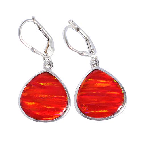 Wunderschöne Ohrringe Funkelnder Feueropal Edelstein Ohrring Rot Flashy Opal Geschenk für Sie Bohemian Sterling Silber Damen Schmuck FSJ-4464 von Ravishing Impressions Jewellery