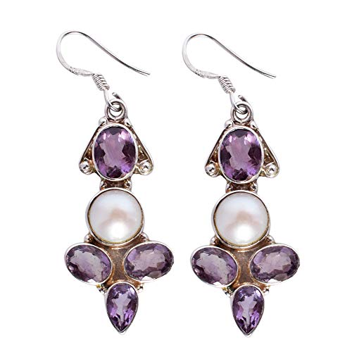 Amethyst-Perlenohrringe, 7 x 5 mm, 8 x 6 mm, 6 x 4 mm, 9 mm, oval, rund, facettiert, 925er-Sterlingsilber, baumelnde Ohrringe, lila-weißer Edelstein, Schmuck, Geschenk für sie, Statement Amethyst-Perlenohrringe, 7 x 5 mm, 8 x 6 mm, 6 x 4 mm, 9 mm, oval, rund, facettiert, 925er-Sterlingsilber, baumelnde Ohrringe, lila-weißer Edelstein, Schmuck, Geschenk für sie, Statement von Ravishing Impressions