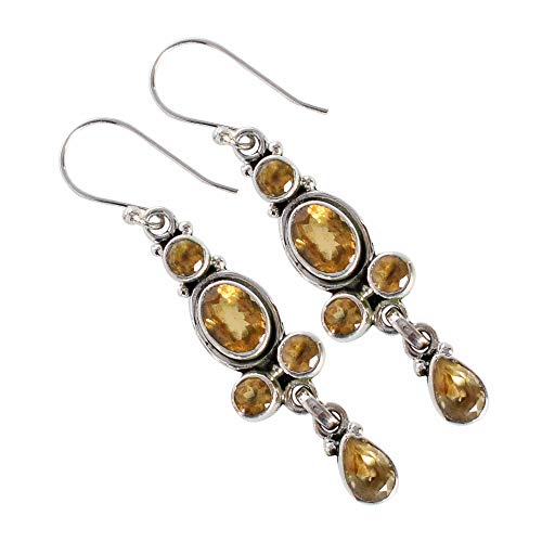 Citrine Trio-Ohrringe, 8 x 5 mm, 7 x 5 mm, 4 mm, facettiert, 925er-Sterlingsilber, baumelnde Ohrringe, sonnengelber Tropfenschmuck, leuchtendes Statement für Damen von Ravishing Impressions