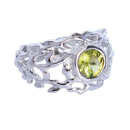Eleganter Designer-Ring aus 925er Sterlingsilber, grüner Peridot, strukturiert, Größe 5-0, Stein:, Peridot von Ravishing Impressions