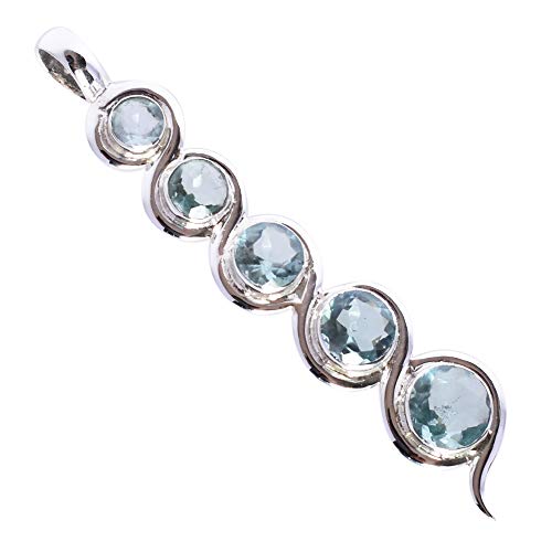 Halskette mit blauem Topas, rund, 3–9 mm, aus 925er Sterlingsilber, klassischer blauer Edelsteinschmuck mit präzisen Maßen Halskette mit blauem Topas, rund, 3–9 mm, aus 925er Sterlingsilber, klassischer blauer Edelsteinschmuck mit präzisen Maßen von Ravishing Impressions