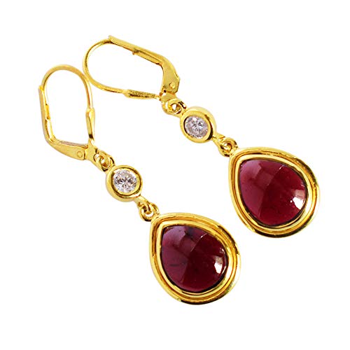Modischer Ohrring natürlicher roter Granat Edelstein Ohrring Tropfen Ohrringe Vergoldet Exklusiver Damenschmuck Gypsy Ohrring -4560 von Ravishing Impressions