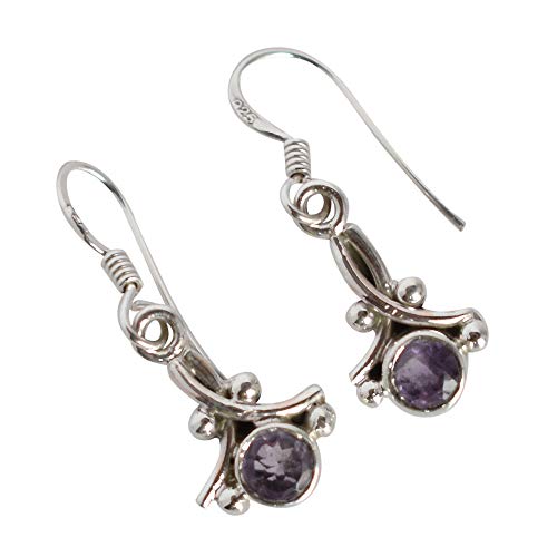 Natürlicher Amethyst-Edelstein, massives 925er-Sterlingsilber, schönes Stück, Statement-Ohrhänger, Stein, Amethyst von Ravishing Impressions