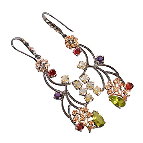 Peridot-Ohrringe, Granat, Citrin, Amethyst, 12 x 6 mm, Birne und 5 mm runde facettierte Steine, 925er-Sterlingsilber, baumelnde Ohrringe, bunt, lang, handgefertigt, Geschenk, Schmuck für Sie Peridot-Ohrringe, Granat, Citrin, Amethyst, 12 x 6 mm, Birne und 5 mm runde facettierte Steine, 925er-Sterlingsilber, baumelnde Ohrringe, bunt, lang, handgefertigt, Geschenk, Schmuck für Sie von Ravishing Impressions