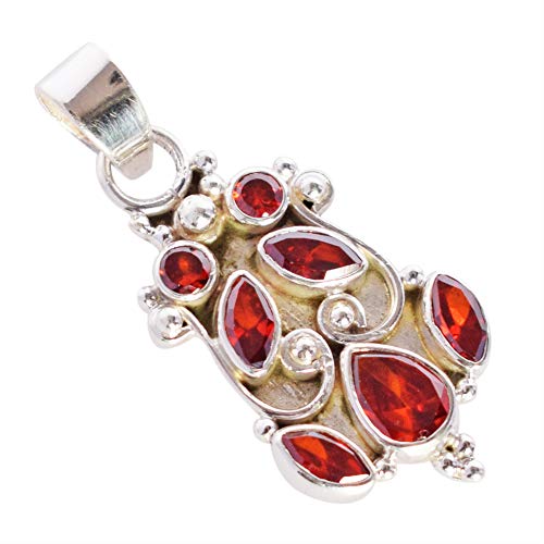 Ravishing Impressions 925 Silber Granat Edelstein Anhänger Halskette - Roter Kristall Schmuck für Frauen Valentinstag - Handgefertigter Anhänger mit Kette, 7x5, 5x3, 3, Edelstein Sterling Silber Ravishing Impressions 925 Silber Granat Edelstein Anhänger Halskette - Roter Kristall Schmuck für Frauen Valentinstag - Handgefertigter Anhänger mit Kette, 7x5, 5x3, 3, Edelstein Sterling Silber von Ravishing Impressions