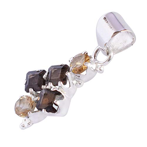 Ravishing Impressions 925 Silber Rauchquarz & Citrin Anhänger Halskette - Erdung & Erfolg Kristall Schmuck - Handgefertigter Anhänger mit Kette, 5, 5, Edelstein Sterling Silber, Rauchquarz, Citrin Ravishing Impressions 925 Silber Rauchquarz & Citrin Anhänger Halskette - Erdung & Erfolg Kristall Schmuck - Handgefertigter Anhänger mit Kette, 5, 5, Edelstein Sterling Silber, Rauchquarz, Citrin von Ravishing Impressions