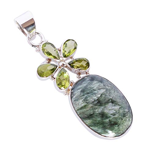 Ravishing Impressions Halskette mit Peridot-Anhänger aus 925er Silber – spirituelles Erwachen und Überfluss – Kristallschmuck für Frauen – handgefertigter Anhänger mit Kette, 35x18, 8x5 von Ravishing Impressions