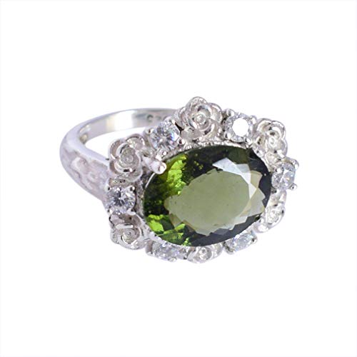 Ravishing Impressions 925er Sterlingsilber-Moldavitring, schwarz rhodiniert und gelbvergoldet – Schmuck aus natürlichem Edelstein, Geschenk für Geburtstage und Manifestationen 61 (19.4) von Ravishing Impressions