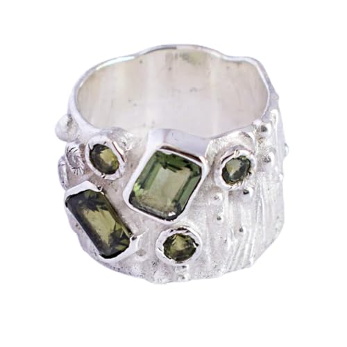 Ravishing Impressions 925er Sterlingsilber-Moldavitringe für September: Perfekt für den Herbst Schmuck aus Edelsteinen für persönliches Wachstum 56 (17.80) von Ravishing Impressions