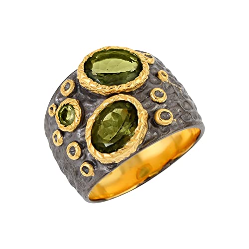 Ravishing Impressions Echter Moldavit-Ring aus 925er Silber – Handgefertigte Frühlingsschmucktrends: Entdecken Sie die Kraft von Moldavit-Ringen 51 (16.2) von Ravishing Impressions