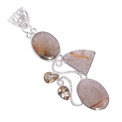 Ravishing Impressions Goldener Rutil & Citrin Multi-Stein Anhänger Halskette aus 925er Sterlingsilber - Goldener & gelber Edelsteinschmuck Ravishing Impressions Goldener Rutil & Citrin Multi-Stein Anhänger Halskette aus 925er Sterlingsilber - Goldener & gelber Edelsteinschmuck von Ravishing Impressions