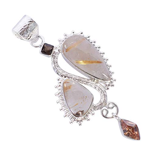 Ravishing Impressions Goldener Rutil & Rauchquarz Multi-Stein Anhänger Halskette in 925 Sterling Silber - Goldener & Brauner Edelsteinschmuck Ravishing Impressions Goldener Rutil & Rauchquarz Multi-Stein Anhänger Halskette in 925 Sterling Silber - Goldener & Brauner Edelsteinschmuck von Ravishing Impressions