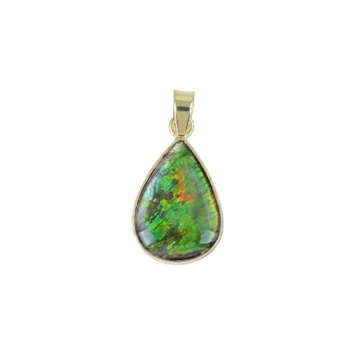 Ravishing Impressions Green Fire Ammolit-Anhänger Halskette – 25 x 17 mm Birnen-Edelstein in Gelbgold plattiertem 925 Silber – seltener kanadischer Schmuck – handgefertigtes Statement-Stück für Damen Ravishing Impressions Green Fire Ammolit-Anhänger Halskette – 25 x 17 mm Birnen-Edelstein in Gelbgold plattiertem 925 Silber – seltener kanadischer Schmuck – handgefertigtes Statement-Stück für Damen von Ravishing Impressions