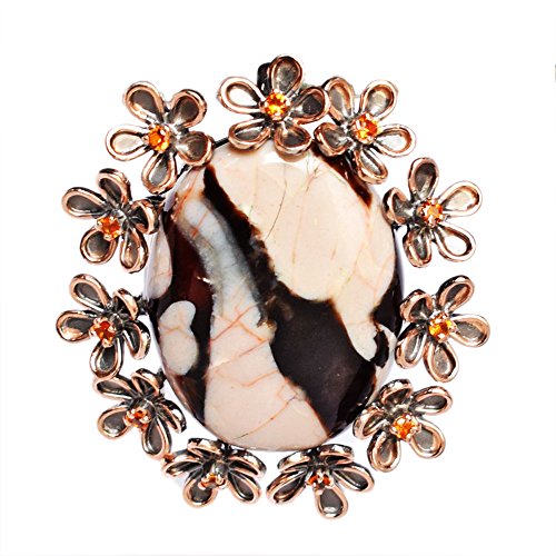 Ravishing Impressions Halskette mit Anhänger aus 925er Sterlingsilber, Erdnussholz, Jaspis, 30 x 22 mm, Citrin-Akzente, schwarz, rhodiniert, rotvergoldet, Damenschmuck, handgefertigtes Geschenk von Ravishing Impressions