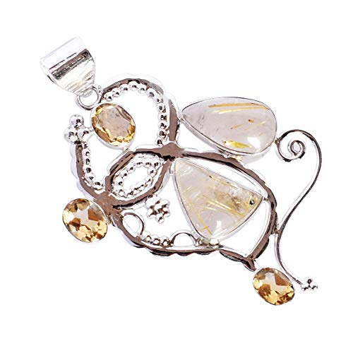 Ravishing Impressions Halskette mit goldenem Rutil- und Citrin-Birnen-Anhänger (18 x 10 mm, 16 x 13 mm) aus 925er Sterlingsilber – atemberaubender goldgelber Edelsteinschmuck von Ravishing Impressions
